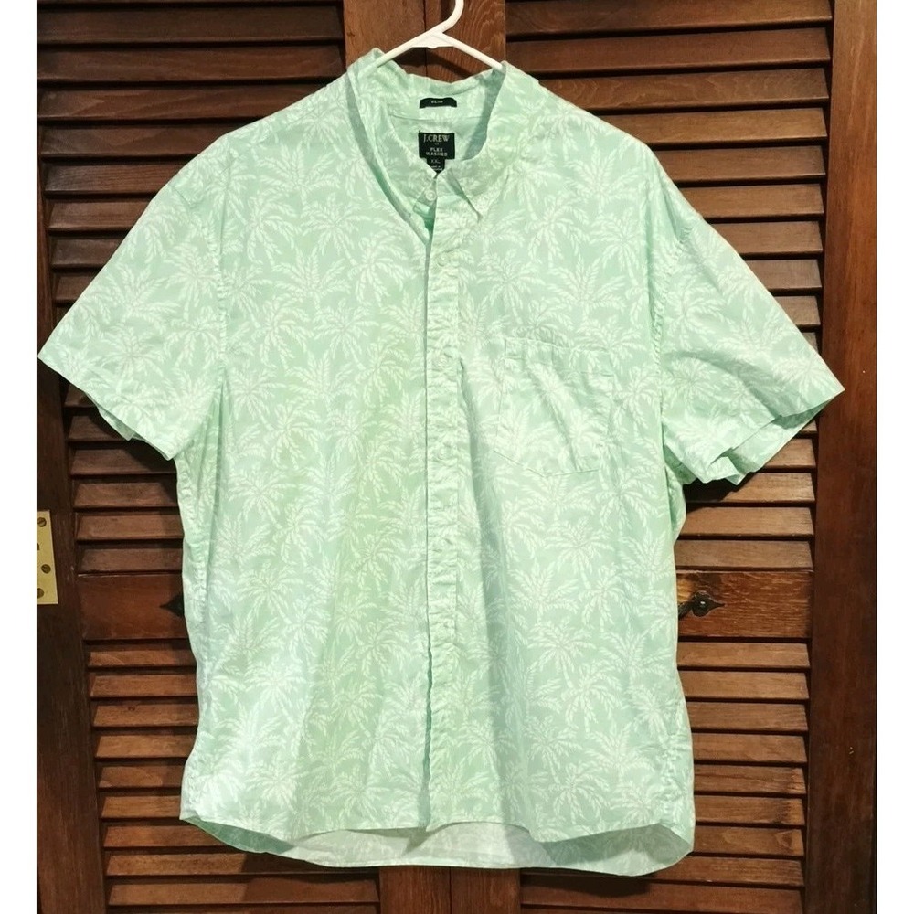 J Crew Dress Shirt Slim Fit Floral Flex Washed Button Up Short‎ Sleeve Men's 2XL